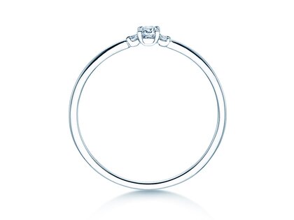 Anillo de compromiso Vivid Petite Cushion Cut en 14K oro blanco con diamantes 0,10ct G/SI