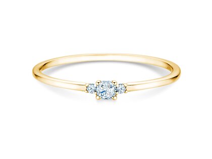 Anillo de compromiso Vivid Petite Cushion Cut en 18K oro amarillo con diamantes 0,10ct G/SI