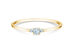 Anillo de compromiso Vivid Petite Cushion Cut en 18K oro amarillo con diamantes 0,10ct G/SI