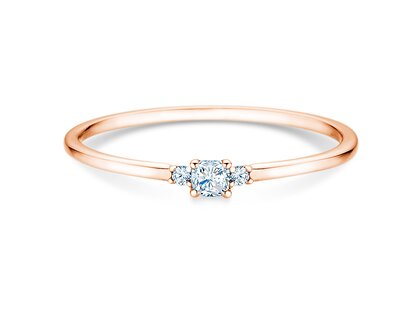 Anillo de compromiso Vivid Petite Cushion Cut en 14K oro rosa con diamantes 0,10ct G/SI