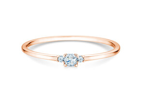 Anillo de compromiso Vivid Petite Cushion Cut en 14K oro rosa con diamantes 0,10ct G/SI