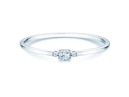 Anillo de compromiso Vivid Petite Cushion Cut en 14K oro blanco con diamantes 0,10ct G/SI