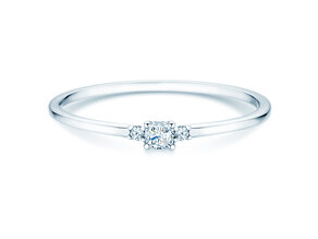 Anillo de compromiso Vivid Petite Cushion Cut en 14K oro blanco con diamantes 0,10ct G/SI