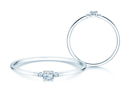 Anillo de compromiso Vivid Petite Cushion Cut en 14K oro blanco con diamantes 0,10ct G/SI