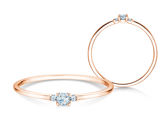 Anillo de compromiso Vivid Petite Cushion Cut en 14K oro rosa con diamantes 0,10ct G/SI