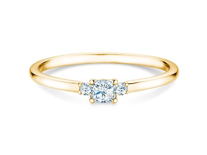 Anillo de compromiso Vivid Petite Cushion Cut en 14K oro amarillo con diamantes 0,20ct G/SI