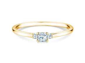 Anillo de compromiso Vivid Petite Cushion Cut en 14K oro amarillo con diamantes 0,20ct G/SI