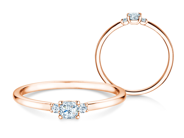 Anillo de compromiso Vivid Petite Cushion Cut en oro rosa