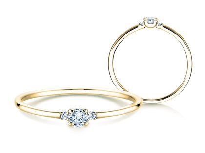 Anillo de compromiso Vivid Petite Diamond en 14K oro amarillo con diamantes 0,10ct G/SI