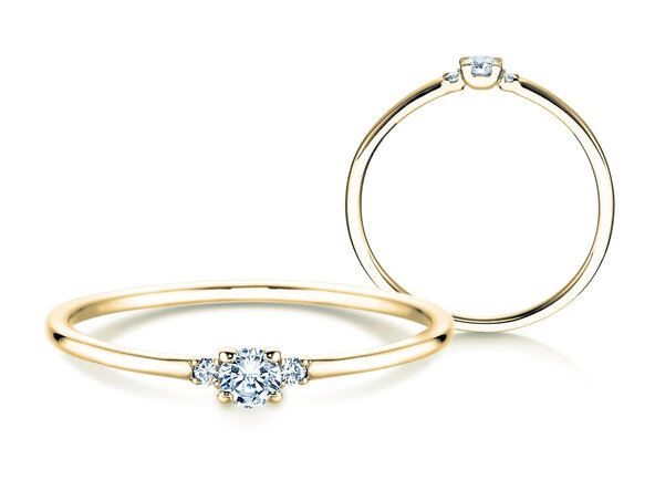 Anillo de compromiso Vivid Petite Diamond en 14K oro amarillo con diamantes 0,10ct G/SI