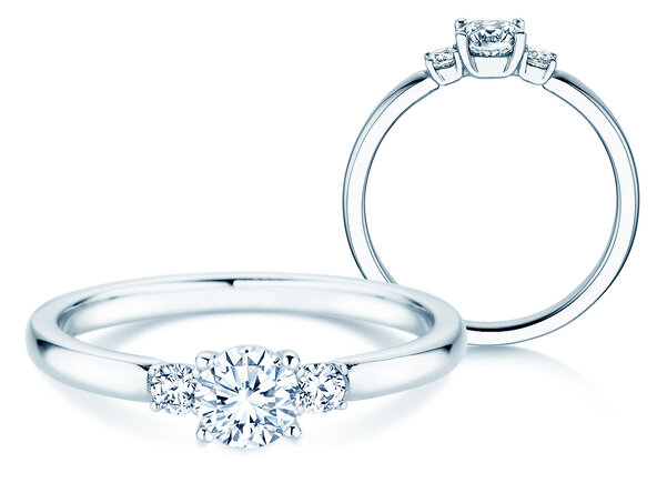 Anillo de compromiso  en 9K oro blanco con diamantes 0,40ct G/SI
