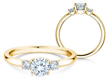 Anillo de compromiso Vivid Petite Diamond en 18K oro amarillo con diamantes 0,50ct G/SI