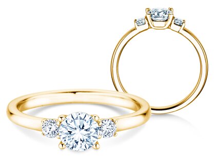 Anillo de compromiso Vivid Petite Diamond en oro amarillo