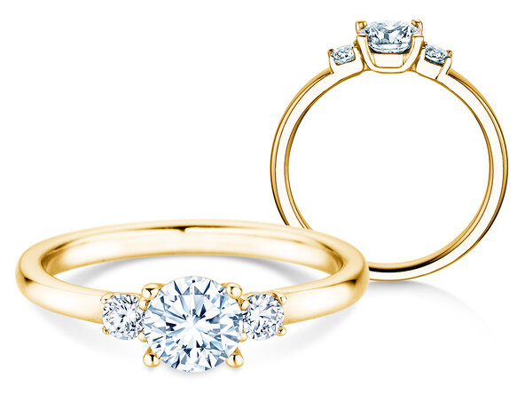Anillo de compromiso Vivid Petite Diamond en 18K oro amarillo con diamantes 0,60ct G/SI