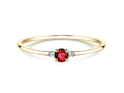 Anillo de compromiso Vivid Petite en 14K oro amarillo con rubí 0,08ct y diamantes 0,02ct