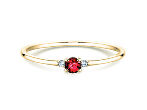Anillo de compromiso Vivid Petite en 14K oro amarillo con rubí 0,08ct y diamantes 0,02ct