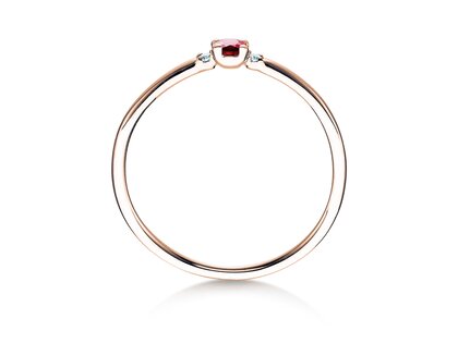 Anillo de compromiso  en 9K oro rosa con rubí 0,08ct y diamantes 0,02ct