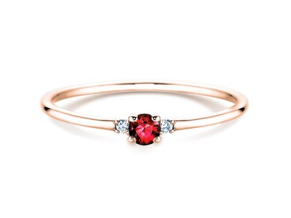 Anillo de compromiso  en 9K oro rosa con rubí 0,08ct y diamantes 0,02ct