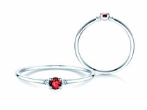 Anillo de compromiso Vivid Petite en 14K oro blanco con rubí 0,08ct y diamantes 0,02ct