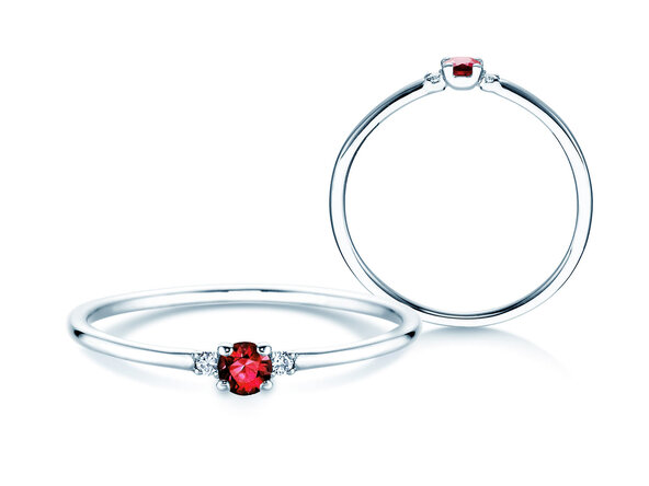 Anillo de compromiso Vivid Petite en platino 950/- con rubí 0,08ct y diamantes 0,02ct