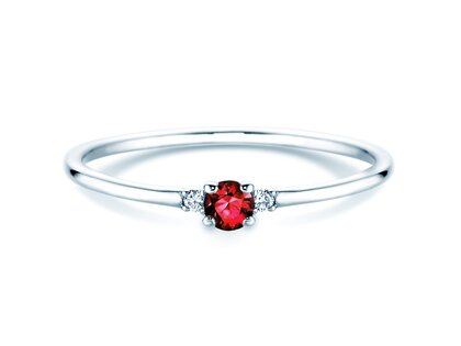Anillo de compromiso Vivid Petite en platino 950/- con rubí 0,08ct y diamantes 0,02ct