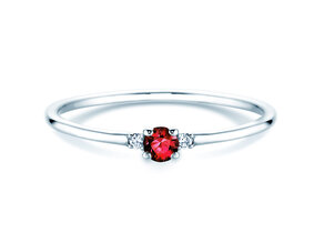 Anillo de compromiso Vivid Petite en platino 950/- con rubí 0,08ct y diamantes 0,02ct