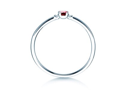 Anillo de compromiso Vivid Petite en platino 950/- con rubí 0,08ct y diamantes 0,02ct
