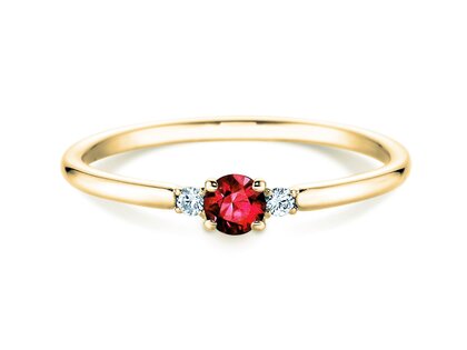 Anillo de compromiso Vivid Petite en 14K oro amarillo con rubí 0,16ct y diamantes 0,04ct