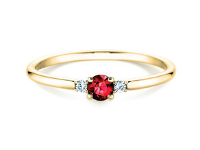 Anillo de compromiso Vivid Petite en 14K oro amarillo con rubí 0,16ct y diamantes 0,04ct