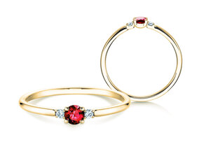 Anillo de compromiso Vivid Petite en 14K oro amarillo con rubí 0,16ct y diamantes 0,04ct