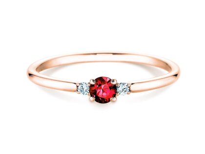 Anillo de compromiso Vivid Petite en 14K oro rosa con rubí 0,16ct y diamantes 0,04ct