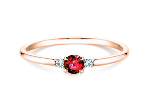 Anillo de compromiso Vivid Petite en 14K oro rosa con rubí 0,16ct y diamantes 0,04ct