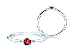 Anillo de compromiso Vivid Petite en 14K oro blanco con rubí 0,16ct y diamantes 0,04ct