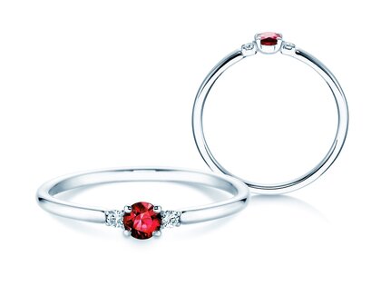 Anillo de compromiso Vivid Petite en 14K oro blanco con rubí 0,16ct y diamantes 0,04ct