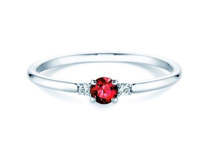 Anillo de compromiso Vivid Petite en 14K oro blanco con rubí 0,16ct y diamantes 0,04ct