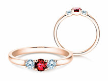 Anillo de compromiso  en 9K oro rosa con rubí 0,20ct y diamantes 0,20ct