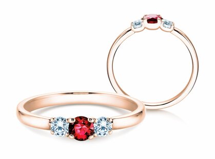 Anillo de compromiso  en 9K oro rosa con rubí 0,20ct y diamantes 0,20ct