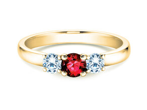 Anillo de compromiso  en 9K oro amarillo con rubí 0,30ct y diamantes 0,30ct