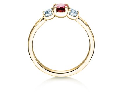 Anillo de compromiso  en 9K oro amarillo con rubí 0,30ct y diamantes 0,30ct
