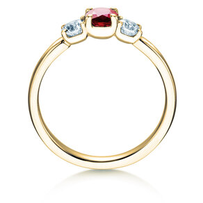 Anillo de compromiso  en 9K oro amarillo con rubí 0,30ct y diamantes 0,30ct