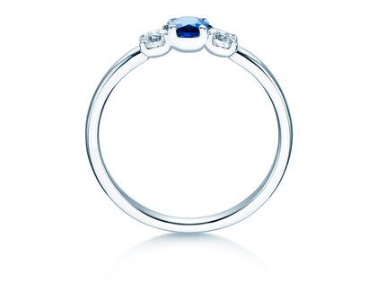 Anillo de compromiso Vivid Petite en 14K oro blanco con zafiro 0,20ct y diamantes 0,20ct