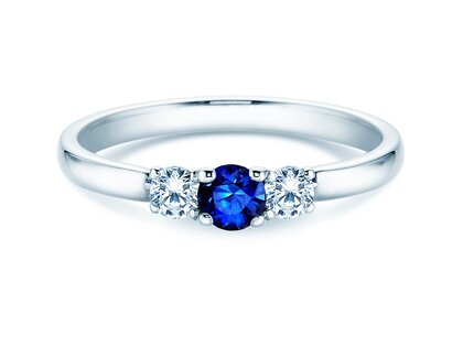 Anillo de compromiso Vivid Petite en 14K oro blanco con zafiro 0,20ct y diamantes 0,20ct