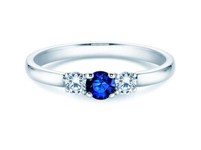 Anillo de compromiso Vivid Petite en 14K oro blanco con zafiro 0,20ct y diamantes 0,20ct