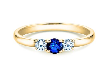 Anillo de compromiso Vivid Petite en 14K oro amarillo con zafiro 0,20ct y diamantes 0,20ct