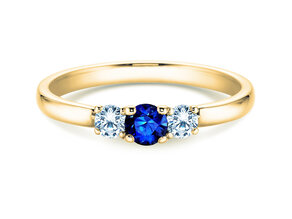 Anillo de compromiso Vivid Petite en 14K oro amarillo con zafiro 0,20ct y diamantes 0,20ct