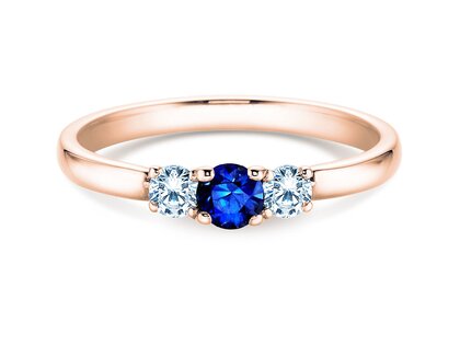 Anillo de compromiso Vivid Petite en 14K oro rosa con zafiro 0,20ct y diamantes 0,20ct
