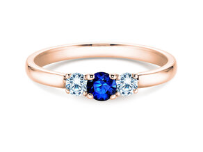 Anillo de compromiso Vivid Petite en 14K oro rosa con zafiro 0,20ct y diamantes 0,20ct