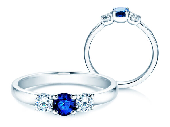 Anillo de compromiso Vivid Petite en 18K oro blanco con zafiro 0,30ct y diamantes 0,30ct