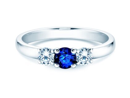 Anillo de compromiso Vivid Petite en 18K oro blanco con zafiro 0,30ct y diamantes 0,30ct