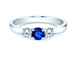 Anillo de compromiso Vivid Petite en 18K oro blanco con zafiro 0,30ct y diamantes 0,30ct